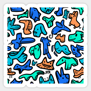 Doodle Animal Color Pattern Sticker